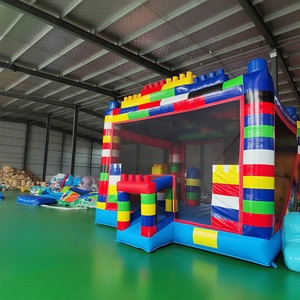 Château Gonflable Commercial Thème Blocs Construction avec Toboggan Obstacles Panier Basket à <span class=keywords><strong>Vendre</strong></span> pour Enfants - Product Image 4