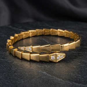 High Quality Serpent Viper Bracelet In 18K Yellow <b>Gold</b> With Diamonds On Snake Head Tail Highly Demanded Jewellery For Women - Product Image 4