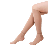 Chaussettes de compression anti-embolie couleur beige avec logo personnalisé pour femmes, hauteur genou, unisexe, chaussettes anti-thrombose, bas TED