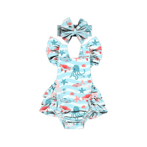 Vêtements pour bébés HY-045-ZXL, salopette bébé à volants, dos nu, bretelles, motif fruits, fraises, pour l'été - Product Image 3