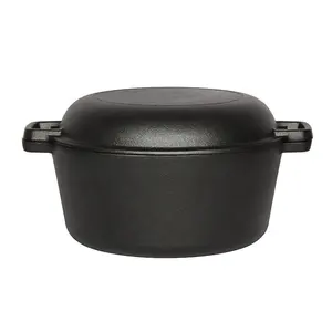 Dutch Oven With <strong>Pan</strong> Lid 2 in 1 Cookware Set, Outdoor Campfire Cooking Soup Pot With <strong>Grilling</strong> <strong>Pan</strong>,Top Quality Nonstick - Product Image 1