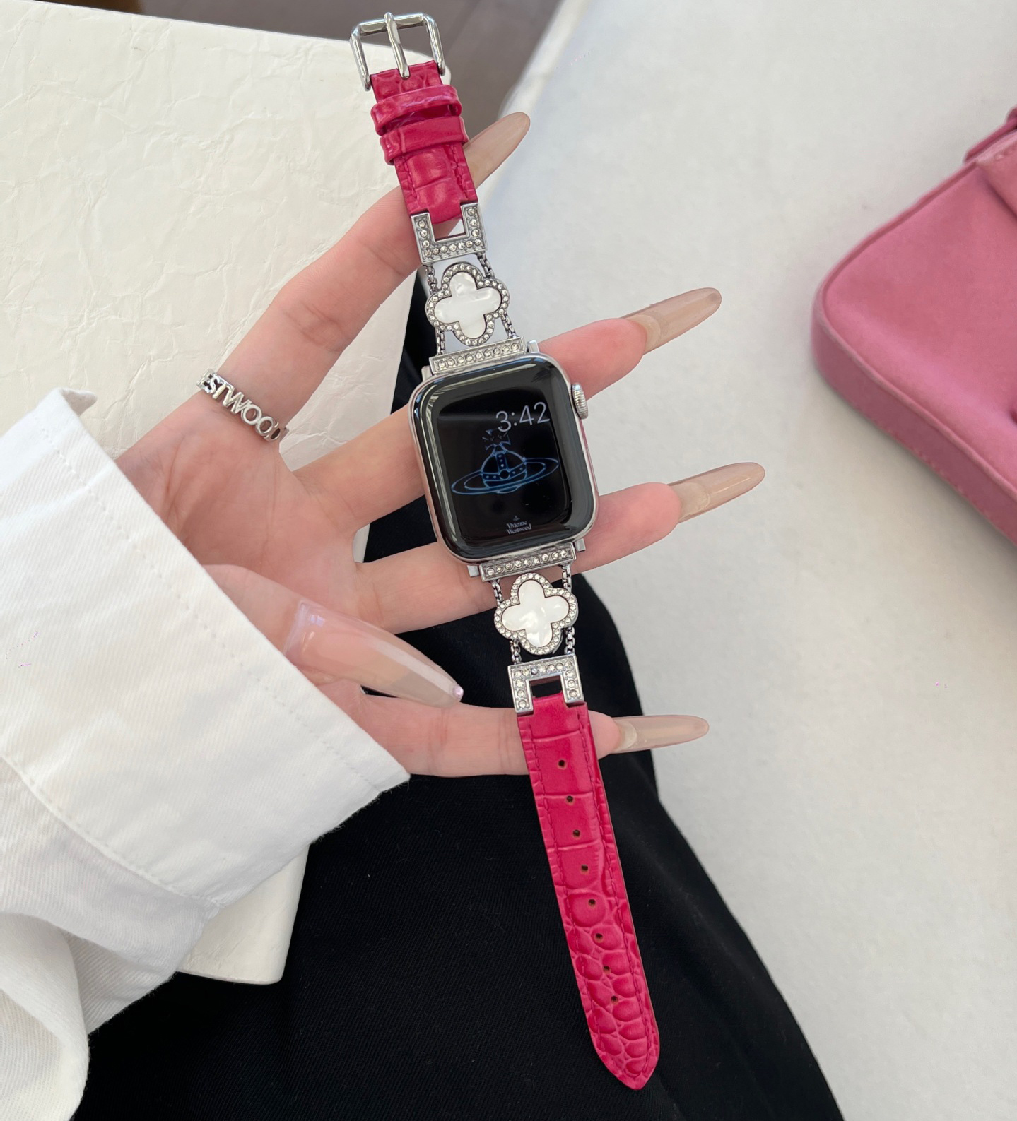 Rose rouge + argent