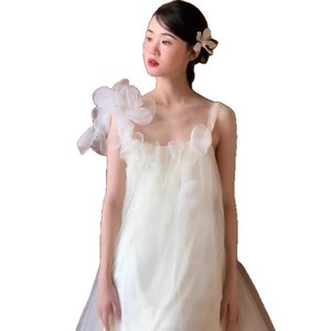 French Style Light Wedding Dress Champagne Tulle Ball Gown Empire Waist Halter Neckline Vintage 3D Patterns Photo Shoot Bridal - Product Image 5