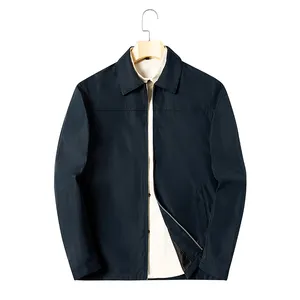 Men's Coach Jacket Custom Logo Spring Turn-down Collar Casual Mature Men Daily Wear Blazer Business Crop Zip Fly Windbreaker