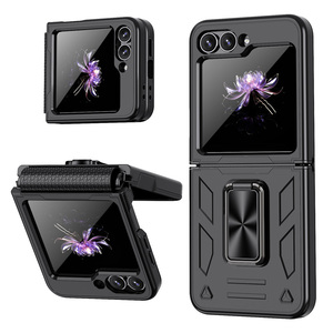 PC dur + ceinture de protection de broche + TPU souple avec feuille de CD en métal + étuis de téléphone à anneau pour <span class=keywords><strong>Samsung</strong></span> <span class=keywords><strong>Z</strong></span> <span class=keywords><strong>Flip</strong></span> - Product Image 1