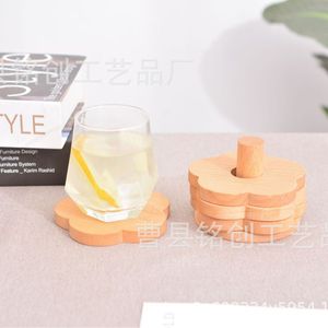 Juego de posavasos florales de madera maciza, tapete aislante del calor para tazas de té y café, uso doméstico - Product Image 2