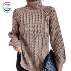 Pull à <span class=keywords><strong>col</strong></span> <span class=keywords><strong>roulé</strong></span> personnalisé pour <span class=keywords><strong>femme</strong></span>, tricot à manches longues, pull d'hiver, mode <span class=keywords><strong>grande</strong></span> <span class=keywords><strong>taille</strong></span>, tricot pour <span class=keywords><strong>femme</strong></span> - Product Image 1