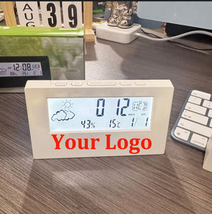 Horloge de bureau numérique LCD en plastique <span class=keywords><strong>simple</strong></span>, acceptable pour les OEM, avec thermomètre et hygromètre électroniques pour la décoration du salon et de la chambre à coucher - Product Image 1