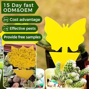 Pièges à insectes jaunes avec motif papillon et tournesol pour la lutte antiparasitaire dans le jardin, piège à mouches collant respectueux du sol - Product Image 2