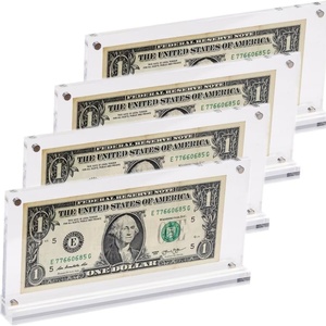 Custom Acrylic Display Frame Dollar Bill Banknotes Ticket Photo Storage <b>Protector</b> Easy Assembly Customized Logo for Desk/Home - Product Image 1