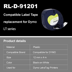 Hot Sale Compatible for <strong>Dymo</strong> LT-91201 12mm*4m Black on White Letratag Plastic Label Tape - Product Image 3