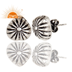 Antique Oxidized <b>Silver</b> Plated Designer Brass <b>Stud</b> Earrings Fashion Jewelry Wholesale Supplier Classic Collection - Product Image 2