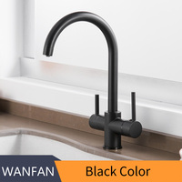 Robinets de cuisine noirs filtre à eau robinets mélangeur filtre à eau potable chaud et froid deux poignées robinet évier de cuisine robinet robinet d'eau