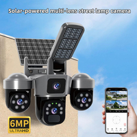 Cámara de Seguridad Exterior de 3 Lentes con Luz LED, 6MP, Seguimiento de Movimiento, Impermeable, Inalámbrica, 4G, WiFi, Solar, CCTV