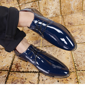 Men's Black Patent Leather Dress Shoes Pointed Toe Lace Up Formal Wedding Groom Shoes Size 45 46 Korean Style Business Oxfords - Product Image 4