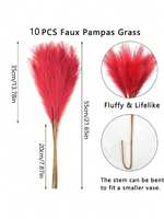Rangkaian Bunga Bulrush Buatan 17,7 Inci, Rumput Pompas Pendek Warna Putih Blush Boho untuk Pengisi Vas, Dekorasi Rumah, Pernikahan, dan Pesta