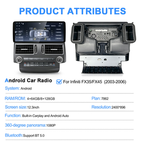 NaviHua Nouveau lecteur multimédia pour voiture Android 12,3 pouces avec écran tactile et navigation CarPlay pour Infiniti FX35 FX45 2003-200 - Product Image 2