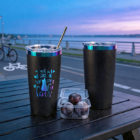 Lot de 25 gobelets de voiture électroplaqués arc-en-ciel de 20 oz avec couvercle et paille pour gravure laser – Expédition depuis l'entrepôt américain