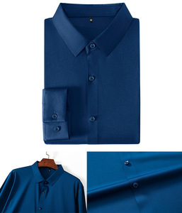 Kemeja Pria Lengan Panjang Berkualitas Tinggi Mewah Bahan Mercerized <span class=keywords><strong>Stretch</strong></span> Empat Arah Anti Kusut untuk Gaya Blus - Product Image 3