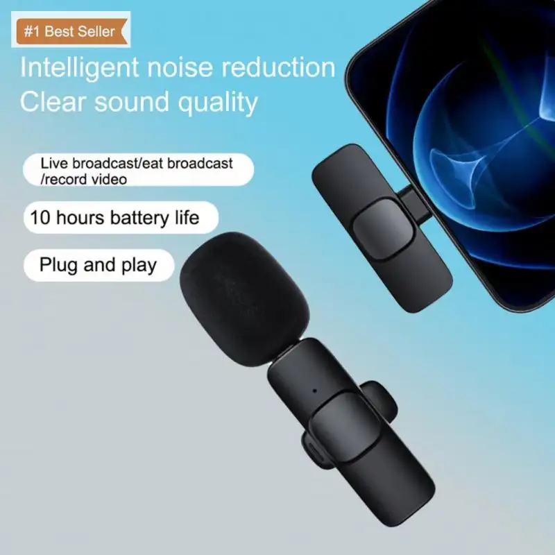 Mini microfone de redução de ruído para celular, microfone lavalier sem fio youtube facebook