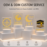Lampu Meja Ilusi Optik Pola Ukiran Laser Kustom Bertenaga USB Lampu Malam LED Akrilik 3D Grosir Pabrik