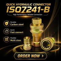 Acoplador Hidráulico Rápido Tipo B ISO 7241-B, Conector de Acero al Carbono Galvanizado con Rosca G1/2 para Manguera Hidráulica y Línea de Aceite