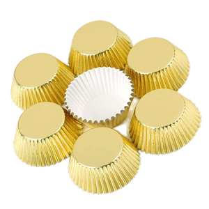 MaisBakery Mini Papier-Cupcake-Förmchen Metallisch Silberne Folie Umweltfreundliche Einweg-Backförmchen in Box Individuelles Design Backzubehör - Product Image 2