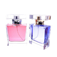 Vaporisateur de parfum de luxe Parfum personnalisé Flacons de parfum en verre vide carré rectangulaire de 50 ml avec boîte-cadeau