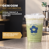 Gobelets personnalisés en PLA pour boissons froides, matcha glacé et thé au lait, avec couvercles en option