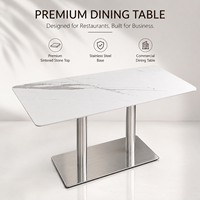 Restaurant-Tische und -Stühle, Esstisch aus Sinterstein mit Edelstahlgestell für Café, Hotel, Bar und Esszimmer