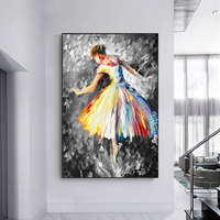 Peinture à l'huile abstraite de ballerine dansante 100% peinte à la main, danseuse de ballet, peinture de fille, art mural, toile, peinture à l'huile