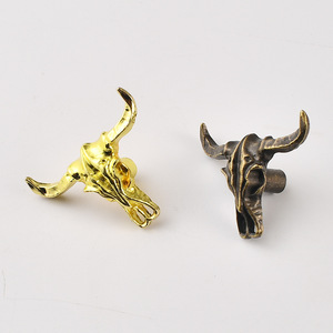 Bull Head Handle Zinc Alloy Cabinet <b>Drawer</b> <b>Knob</b> Antique Bronze Gold French Style Novelty Shape Durable - Product Image 1