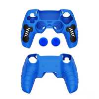 Coque de protection en silicone texturé antidérapant tricolore avec deux capuchons de joystick pour une meilleure adhérence pour PS5 DualSense