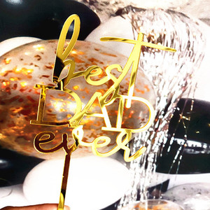 Décoration de gâteau en acrylique « Meilleur Papa de Tous les Temps » Or et Noir pour la Fête des Pères et les Anniversaires - Product Image 2