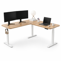 Bureau debout électrique en forme de L, bureau d'angle réglable en hauteur, bureau en bois pour le travail à domicile