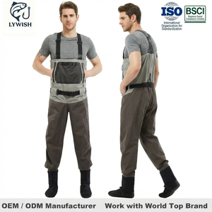 Cuissardes de pêche imperméables 3/<span class=keywords><strong>5</strong></span> <span class=keywords><strong>couches</strong></span>, direct usine OEM, en tissu <span class=keywords><strong>respirant</strong></span> amélioré, avec poche - Product Image 1