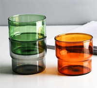 Tasse à eau en verre borosilicate coloré, tasse à café de bureau de boisson de jus de fruit de ménage