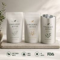 Bolsa Minimalista Blanca para Comida de Mascotas, a Prueba de Olores, Reciclable, con Base, Impresión Personalizada, 100g 500g, Estilo Nórdico Premium, para Snacks Orgánicos
