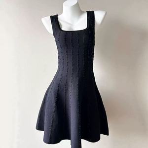 Vestido de Punto Rojo con Cuentas y Cuello Cuadrado para Mujer, Vestido Sexy Ajustado a la Cintura para Fiestas de <span class=keywords><strong>Navidad</strong></span> y Año Nuevo - Product Image 6
