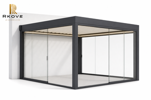 RKOVE RK-S1 <b>3</b>*4m Waterproof Bioclimatic Pergola with Glass Enclosure and LED Lighting Outdoor Backyard Gazebo - Product Image 6