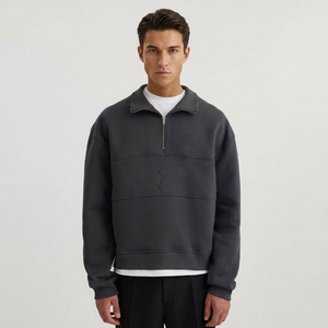 Custom Men Outdoor <b>Workout</b> Sports Plain Half Zip Fleece Knit Pullover <b>Hoodie</b> Sweatshirts High Quality 1/4 Zip Casual <b>Hoodie</b> - Product Image 1