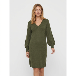 Robe pull en laine pour femme, col en V, unie, tricotée, manches longues, moulante, mini-robe décontractée pour l'automne - Product Image 1