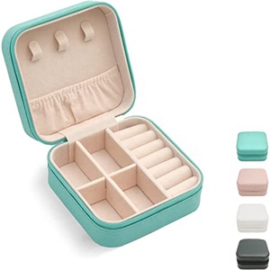 Portable Travel Mini Jewelry Box Leather Jewellery Ring Organizer Case