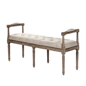 Hot <strong>Sale</strong> French Provincial Solid Oak <strong>Wood</strong> Frame Upholstery Tufted <strong>Bench</strong> <strong>for</strong> Home or Party - Product Image 1