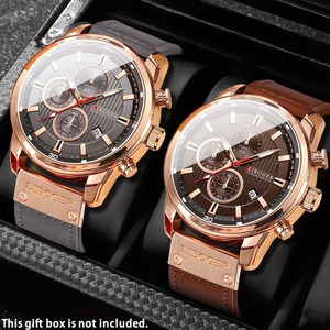 Orologio al quarzo sportivo da <span class=keywords><strong>uomo</strong></span>, 1 pezzo, con <span class=keywords><strong>cinturino</strong></span> in <span class=keywords><strong>pelle</strong></span> PU, quadrante rotondo, display con calendario, orologio da regalo premium per <span class=keywords><strong>uomo</strong></span> B927 - Product Image 3