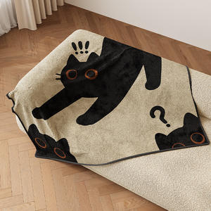 ผ้าห่มลายการ์ตูนแมวน่ารัก รูปทรงสี่เหลี่ยมผืนผ้า หนานุ่ม อุ่นสบาย ผลิตจากผ้าฟลีซ เหมาะสำหรับใช้ในฤดูหนาว หรือใช้เป็นผ้าห่มสำหรับงีบหลับในออฟฟิศ - Product Image 1