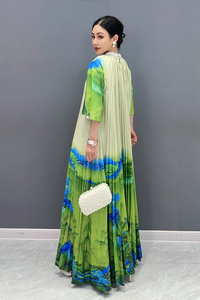 Boutique 2025 estate nuovo orlo grande stampato con intarsio di diamanti abiti da donna eleganti e alla moda - Product Image 3