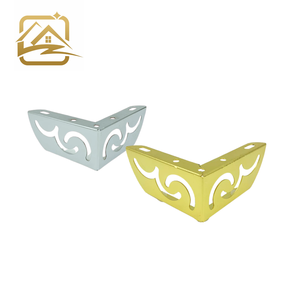modern 5.5cm golden Flower-patterned hollow l shaped Two-in-one metal <b>sofa</b> legs iron furniture legs <b>cheap</b> for sof and cabinet - Product Image 1