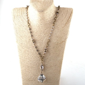 personalizzata da donna collana con catena in bronzo con perline di vetro magnetiche con ciondolo a stella croce di canna - Product Image 6