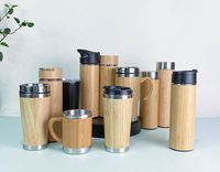 Disesuaikan 500ml bambu baja tahan karat vakum dinding ganda kayu botol air panas Mug dengan tutup anti bocor